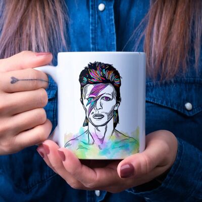 Tazza/tazza da caffè/tè in ceramica David Bowie dai colori vivaci