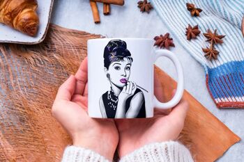 Tasse/tasse à café/thé en céramique Audrey Hepburn aux couleurs vives 1