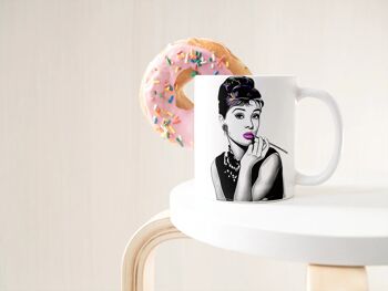 Tasse/tasse à café/thé en céramique Audrey Hepburn aux couleurs vives 2