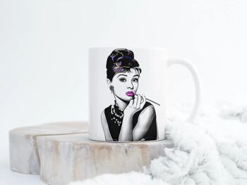 Tasse/tasse à café/thé en céramique Audrey Hepburn aux couleurs vives 3