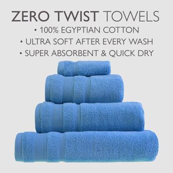 Serviettes de luxe en coton égyptien Zero Twist - Bleu de Cornouailles 5