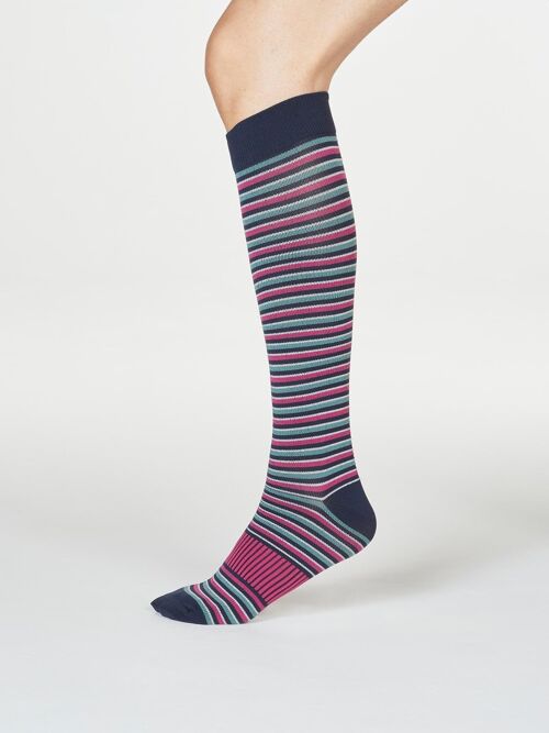 Dinah Stripe Flight Socks - Navy