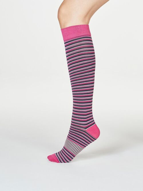 Dinah Stripe Flight Socks - Magenta Pink