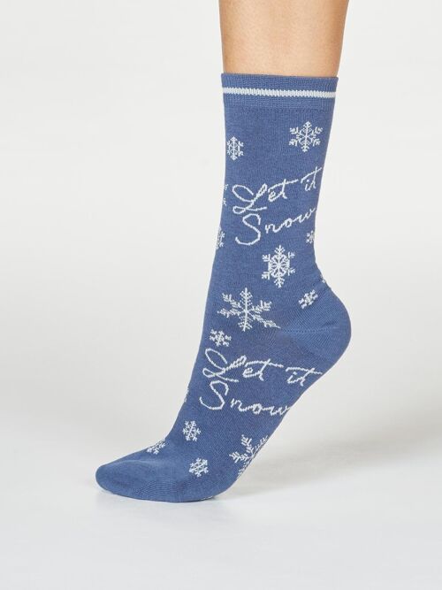 BOBBIE SNOW SOCKS - BLUE SLATE