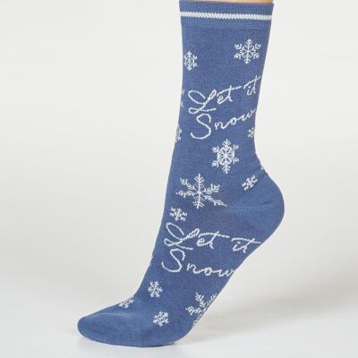 BOBBIE SNOW SOCKS - BLUE SLATE