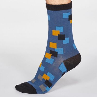 Evan Square Socks - Denim Blue