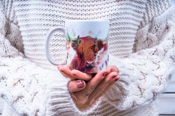 Tasse en céramique Vache des Highlands et chardon Water Colours 1