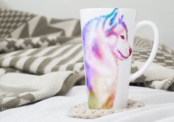 Aquarelle loup en céramique 17 oz Skinny Latte Mug, Wolf Latte Mug, Wolf Lovers Mug, Wolf Lovers Gift, Skinny Latte Mug 1