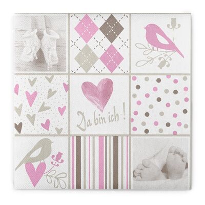 Napkin baby in pink from Linclass® Airlaid 40 x 40 cm, 50 pieces