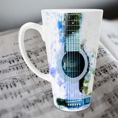 Chitarra acustica 17oz tazza di latte magro in ceramica, regalo per chitarra, tazza di latte per chitarra, regalo per gli amanti della chitarra, tazza di latte