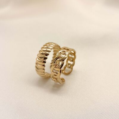 Eslabones de doble línea ajustables con anillo dorado
