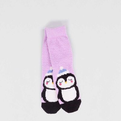 Billie Recycled Polyester Baby Animal Fluffy Sock - Lavender Purple