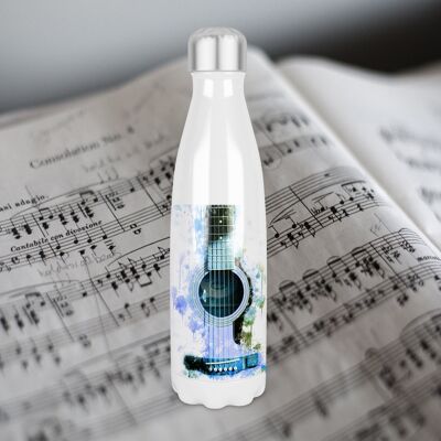 Guitare acoustique 500 ml en forme de goupille de bowling bouteille de boissons à isolation thermique, fabriquée en Écosse, cadeau de guitare, amateurs de guitare, bouteille d'eau de guitare