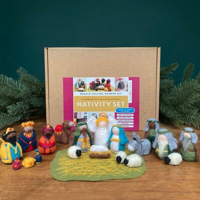 Needle Felting Bumper Kit - NATIVITY. A Premium Starter Set. Everything you need to make an heirloom Christmas nativity set.
