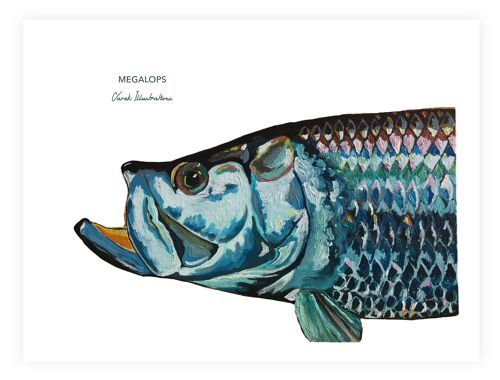 Affiche de Poisson Le Tarpon peint à l'acrylique