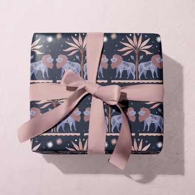 Papier Cadeau Lion | Papier d'emballage | Feuilles d'emballage cadeau | Zodiaque