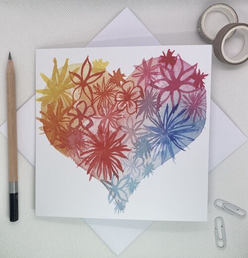 Heart of Blooms Greetings Card