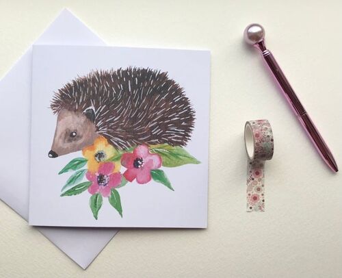 Hedgehog Floral Greetings Card