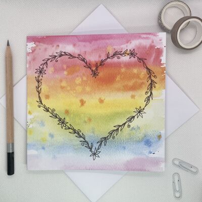 Carte de voeux Rainbow Pride Heart