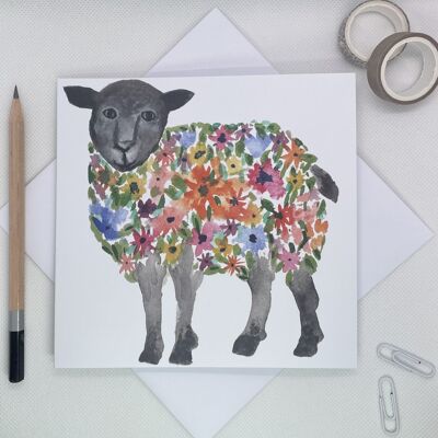 Floral Sheep Greetings Card