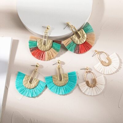 Beach Style Solid Colorblock Tassel Earrings