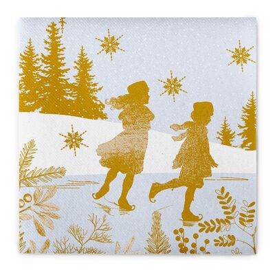 Christmas napkin ice skaters made of Linclass® Airlaid 40 x 40 cm, 50 pieces