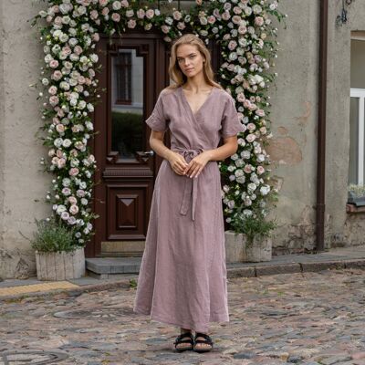 Maxi-Wickelkleid aus Leinen ELEANOR