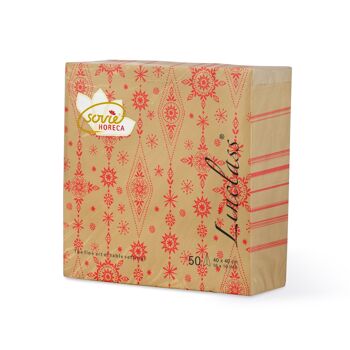 Serviette de Noël Brigitte en brun-rouge naturel en Linclass® Airlaid 40 x 40 cm, 50 pièces 5
