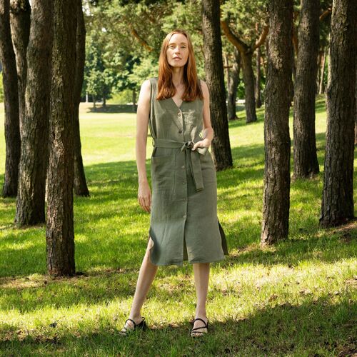 Linen Button Down Safari Dress SIERRA