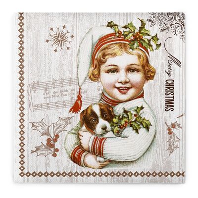 Christmas napkin Puppy made of Linclass® Airlaid 40 x 40 cm, 50 pieces