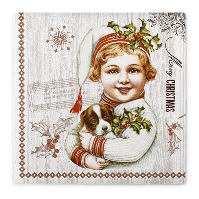 Weihnachtsserviette Puppy aus Linclass® Airlaid 40 x 40 cm, 50 Stück