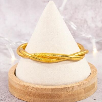 Brazalete budista real twist mantra - dorado - Talla S de MaLune