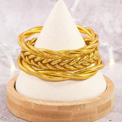 Real braided Buddhist bangle - gold - Size S by MaLune