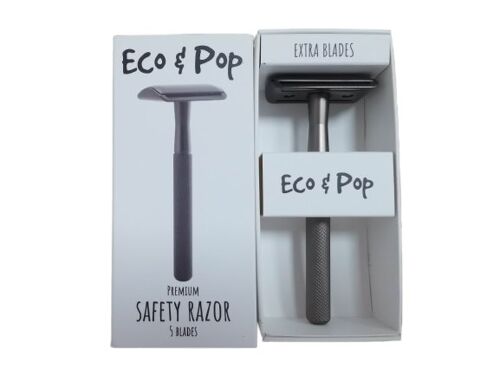 Eco&Pop Premium Safety Razor, Black Metal