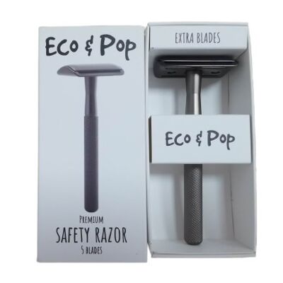 Eco&Pop Premium Safety Razor, Black Metal