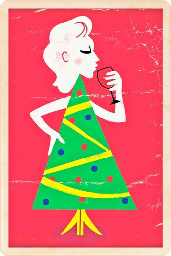 Carte postale en bois MISS CHRISTMAS Christmas Card 1