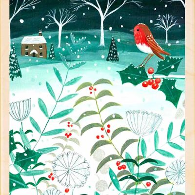 Cartolina in Legno NATALE IN CAMPAGNA Cartolina di Natale