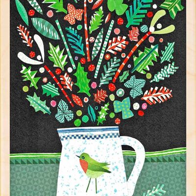 Wooden Postcard CHRISTMAS JUG Christmas Card