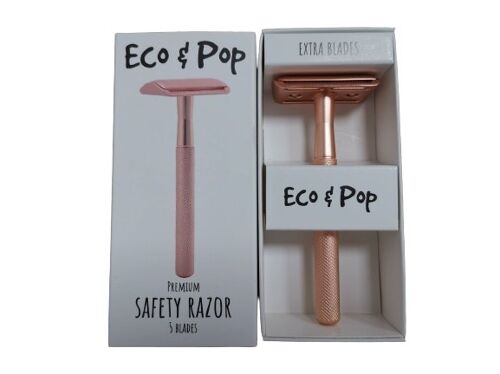 Eco&Pop Premium Safety Razor, Rose Gold Metal