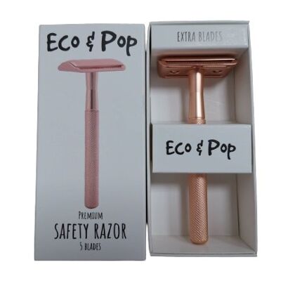 Eco&Pop Premium Safety Razor, Rose Gold Metal