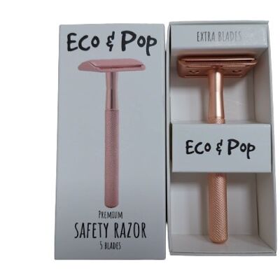 Rasoio di sicurezza Premium Eco&Pop, metallo oro rosa