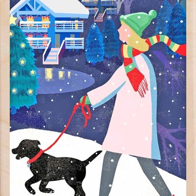 Wooden Postcard LABRADOR Christmas Card