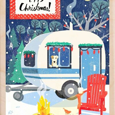 Carte postale en bois CARAVANE DE NOËL Carte de Noël