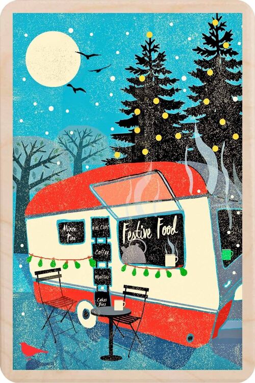 Wooden Postcard FESTIVE FOOD Christmas Card