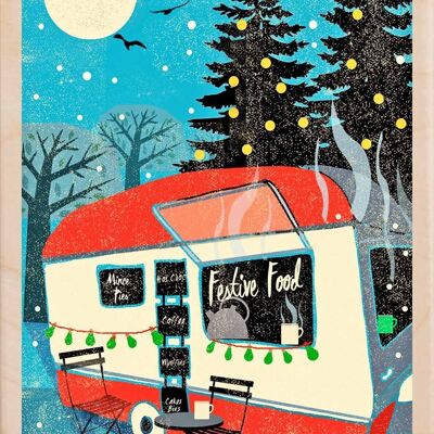 Wooden Postcard FESTIVE FOOD Christmas Card