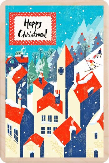 Carte postale en bois JOYEUX NOËL Carte de Noël 1