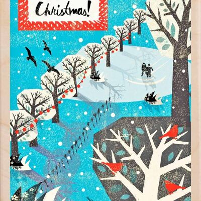 Holzpostkarte WINTERWUNDERLAND Weihnachtskarte