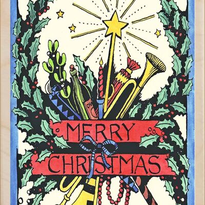 Carte postale en bois JOYEUX NOËL Carte de Noël