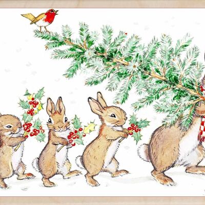 Wooden Postcard CHRISTMAS TREE WALK Christmas Card