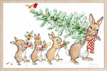 Carte postale en bois PROMENADE DE L'ARBRE DE NOËL Carte de Noël 1